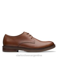 Clarks hombres clarks lisos paulson de cuero tostado BPDZ204484 cuero marrón