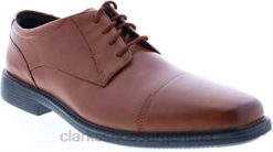Clarks hombres Gorra Clarks Wenham para hombre talla ancha de cuero color canela BPDZ2048