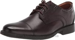 Clarks hombres gorra whiddon de hombre de cuero marrón oscuro oxford clarks BPDZ202068 cuero marrón oscuro