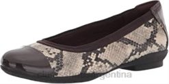 Clarks mujer bailarinas de mujer sara orquídea color topo charol de serpiente combi clarks BPDZ20894 combi charol serpiente topo