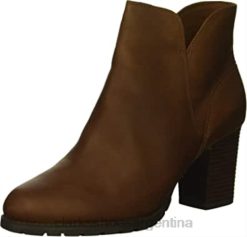 Clarks mujer Bota de moda Clarks Verona Trish de cuero color canela oscuro para mujer BPDZ202216 cuero bronceado oscuro