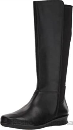 Clarks mujer botas de moda mujer Hope Play negro cuero textil clarks BPDZ20726 textil de cuero negro