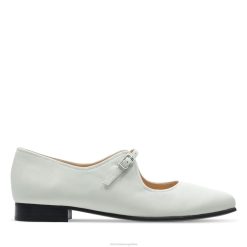 Clarks mujer Clarks de cuero blanco plano puro BPDZ203270 cuero blanco