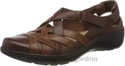 Clarks mujer Mocasín Clarks Cora Dream para mujer, combinación plana de cuero color canela BPDZ20770 combinación de cuero tostado