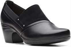 Clarks mujer Mocasín Clarks Emily Step para mujer de piel negra. BPDZ2058