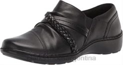 Clarks mujer Mocasines Clarks Cora Braidshoe de piel negra para mujer BPDZ20803 cuero negro