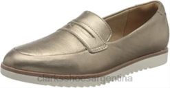 Clarks mujer Mocasines planos clarks serena terri de piel metalizada para mujer BPDZ20808 cuero metalizado