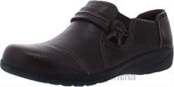 Clarks mujer Mocasines sin cordones clarks cheyn madi de piel caída marrón oscuro para mujer BPDZ2059 cuero caído marrón oscuro