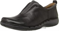 Clarks mujer Mocasines sin cordones para mujer Un Spirit de cuero negro Clarks BPDZ201740 cuero negro