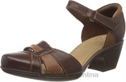 Clarks mujer mujer 261 600764 emily daisy sandalias de tacón clarks combinación de cuero tostado oscuro BPDZ20645