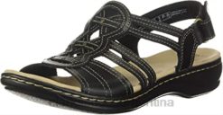 Clarks mujer Sandalia clarks leisa janna de mujer de piel negra BPDZ202971 cuero negro
