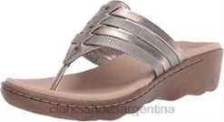 Clarks mujer Sandalia clarks phebe carman de cuero metalizado peltre para mujer BPDZ201161 sintetizador de cuero metalizado peltre