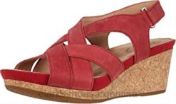 Clarks mujer Sandalia de cuña clarks un capri step de nobuk rojo para mujer BPDZ202259 nubuck rojo