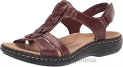 Clarks mujer sandalia plana laurieann kay para mujer clarks cuero tostado BPDZ202197 cuero marrón