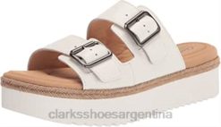 Clarks mujer Sandalias clarks lana beach de cuero blanco para mujer BPDZ201721 cuero blanco