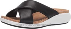 Clarks mujer sandalias clarks un bali go slide para mujer de cuero negro BPDZ20749 cuero negro