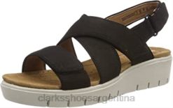 Clarks mujer Sandalias con tira trasera de mujer Clarks Un Karely Dew en negro BPDZ201843 nubuck negro