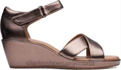 Clarks mujer Sandalias cruzadas un plaza mujer sandalias negro metalizado clarks BPDZ202614 metalico