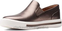 Clarks mujer zapatillas sin cordones un maui stride para mujer pebble metalizado clarks pebble metalizado BPDZ20789 guijarro metálico