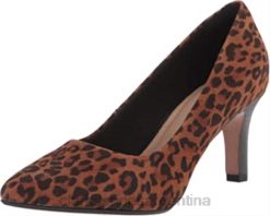 Clarks mujer Zapatos de salón Clarks Illeana Tulip de ante de leopardo color canela oscuro para mujer BPDZ201746 ante de leopardo tostado oscuro