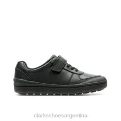 Clarks niños clarks rock verve de cuero negro inf f fit BPDZ204899 cuero negro