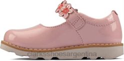 Clarks niños niñas f correa inferior zapatos detallados corona pétalo t clarks de cuero rosa claro BPDZ20500