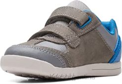 Clarks niños Zapatos de cuero clarks rex play para niños pequeños gris/azul BPDZ20842