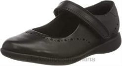 Clarks niños Zapatos escolares de ballet de corte ancho para niña Clarks etch craft k negros BPDZ20608 cuero negro cuero negro