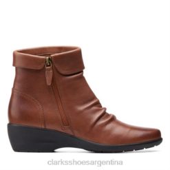 Clarks unisexo Clarks Rosely de cuero tostado oscuro con cremallera BPDZ204144 cuero bronceado oscuro