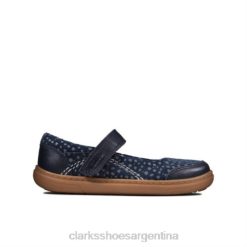 Clarks unisexo flash stripe inf g fit clarks cuero azul marino BPDZ204733 cuero azul marino