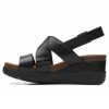 Clarks unisexo sandalias lizby cuña cruzada clarks cuero negro BPDZ206911 cuero negro