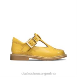 Clarks unisexo tejido cometa inf g fit yel bajo patente clarks BPDZ204726 patente amarilla